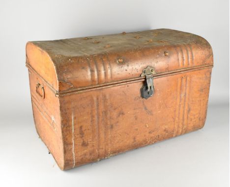 An Early 20th Century Metal Scumble Glazed Travelling Trunk, 64cm wide 
