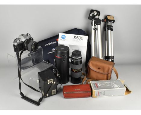 A Collection of Photographical Items to Comprise Minolta X-300, Tamron Zoom 250mm Lens, Tripods etc 