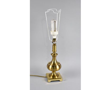 A Modern Brass Based Vase Shaped Table Lamp, No Shade 