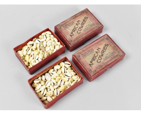Two Boxes of African Cowries, Chad Valley Series Used for Counters for Card Games Etc 