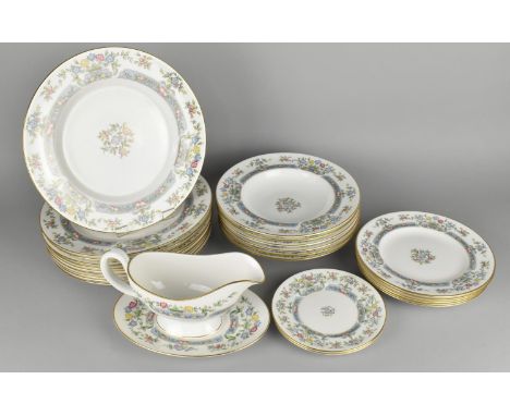 A Royal Worcester Mayfield Dinner Service to Comprise Ten Large Plates, Six Shallow Bowls, Six Small Plates, Sauce Boat and S