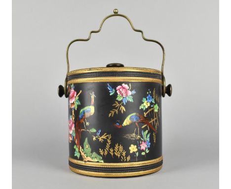 An Edwardian Silver Plate Mounted Cylindrical Biscuit Barrel,  Chelsea Pattern by Crown Devon Fieldings 