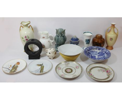 A collection of ceramics and other wares to include, Royal Copenhagen collector plates, Spode fruit bowl, Coalport plates, We