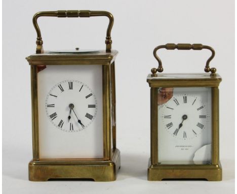 A Johnson &amp; Son, Derby, manual wind carriage clock 11cm together with an unmarked striking carriage clock 13cm 