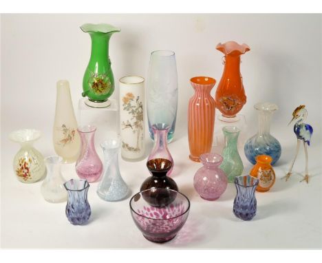 A collection of mid 20th Century &amp; later glassware to include,&nbsp;Chinese Plum Blossom&nbsp; vases, Caithness vases and