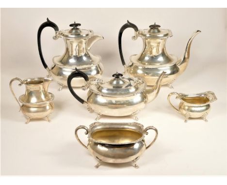 An Edwardian silver six piece tea and coffee service, by Charles Westwood &amp; Sons, Birmingham 1908, comprising tea pot, co
