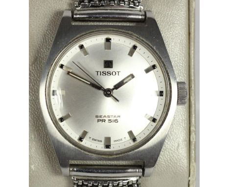 Tissot, Seastar PR 516, a stainless steel manual wind gentleman's wristwatch, 33mmin good condition, appears to have been lit