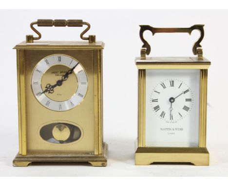 A Mapping &amp; Webb brass carriage clock, 11cm together with a Anstey Wilson striking brass carriage clock 12cm (2) 