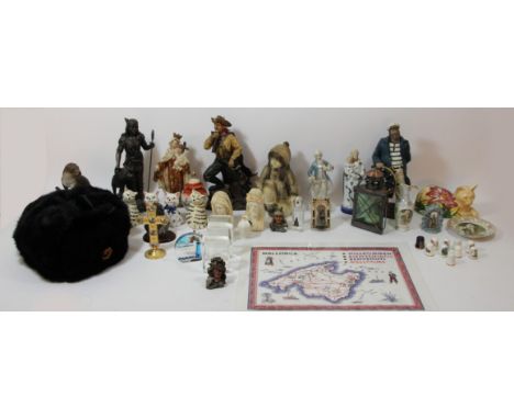 A collection of ten Danbury Mint painted porcelain eggs, together with figurines &amp; animal models, miniature pewter figura
