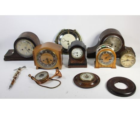 A collection of clocks to include, oak cased mantle clocks, a Croydon &amp; Sons, Ipswich. Elliot clock and others (2) 