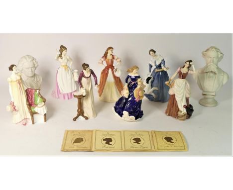 A collection of Royal Doulton figurines to include - Emma HN 3843, Moonlight Stroll HN 3954, Dairy Maid HN 4249, Moll Flander