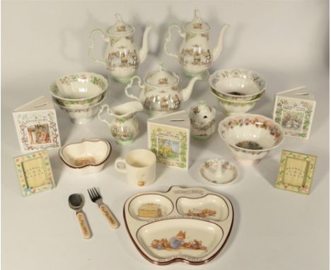 A collection of Royal Doulton Brambly Hedge ceramics to include, coffee pot, set of three Spring, Summer and Winter 'savings 