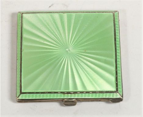 An Art Deco silver and guilloche enamel compact, Birmingham 1937, interior complete,The enamel is in good condition, no damag