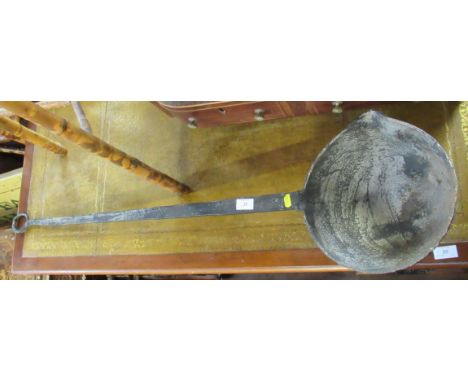 A large steel casting ladle, length 43ins