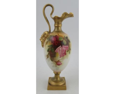 A Royal Worcester ewer, decorated with roses by W Austin, shape number 1144, height 11insCondition Report:  The vase has been
