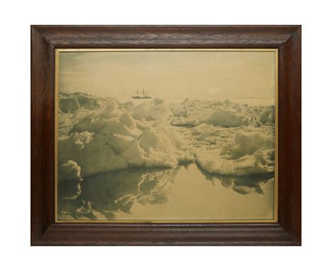 PONTING, HERBERT GEORGETHE TERRA NOVA IN MCMURDO SOUND 7 Jan. 1911, blue-green carbon print, with printed label on verso: "No