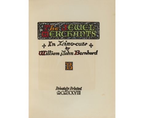 CABELL, JAMES BRANCHTHE JEWEL MERCHANTS. IN LINOCUTS BY WILLIAM JOHN BERNARD. 1928 4to, number 4 of 75 hand-coloured copies s