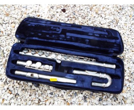Trevor J James - a silver plated Flute model TJ10x mark II in lined soft case with pipe cleaner, serial no 8257 - Est £60 - £