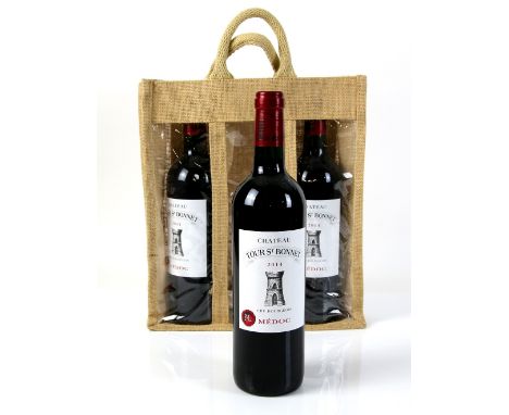 3 bottle of Chateau Tour St. Bonnet Medoc, 2014 vintage, in presentation bag (3)