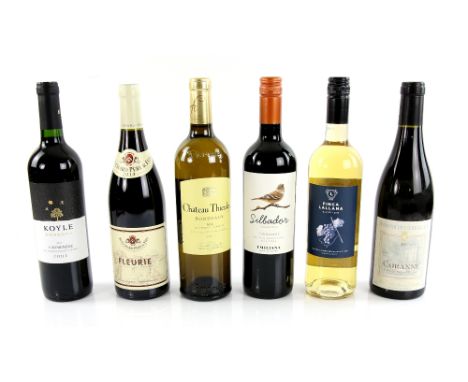 6 bottles of wine to include: 1 bt Chateau Thieuley Bordeaux 2011 vintage white wine; 1 bt Koyle Reserva Carmenere 2013 vinta