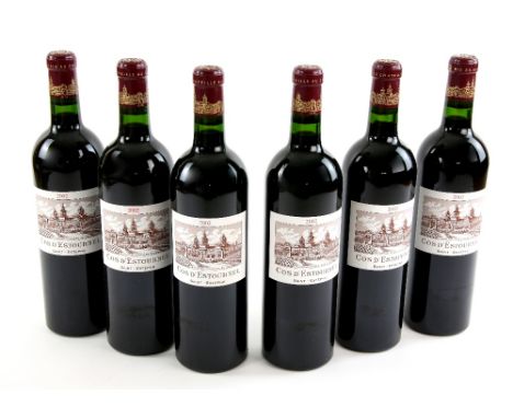 6 bottles of Cos D'Estounel, 2002 vintage red wine, sealed in original wooden case (6). Previously stored in Wine Society cel