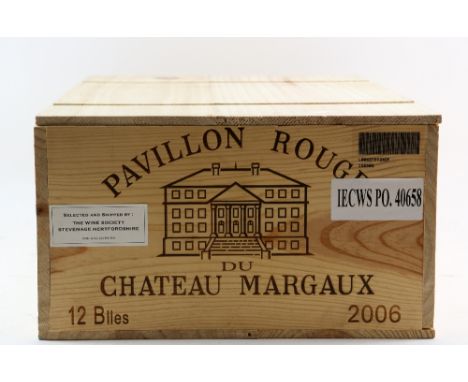 12 bottles of Pavillon Rouge de Chateau Margaux, 2006 vintage (12). In original sealed wooden case. Previously stored in Wine