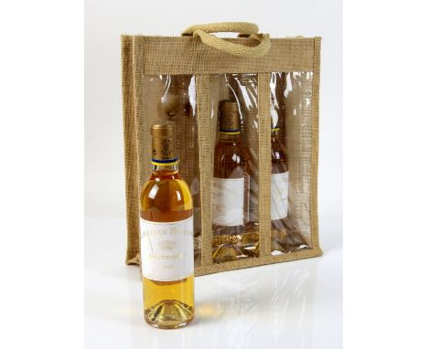 3 half bottles of Sauternes wine, Carmes de Rieussec 2009 vintage, in presentation bag (3)