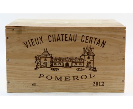 6 bottles of Vieux Chateau Certain Pomerol, 2012 vintage red wine, sealed in original wooden case (6). Previously stored in W