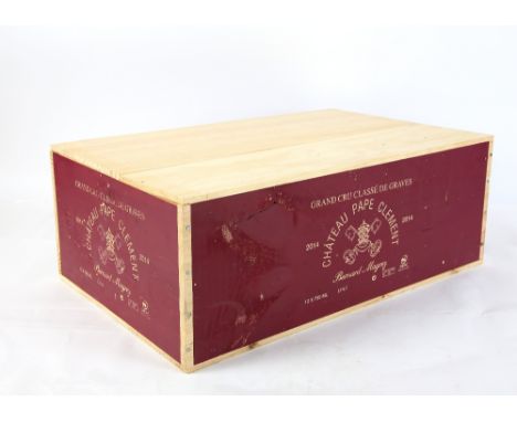 12 bottles of Chateau Pape Clement 2014 vintage red wine, in original sealed wooden case (12)