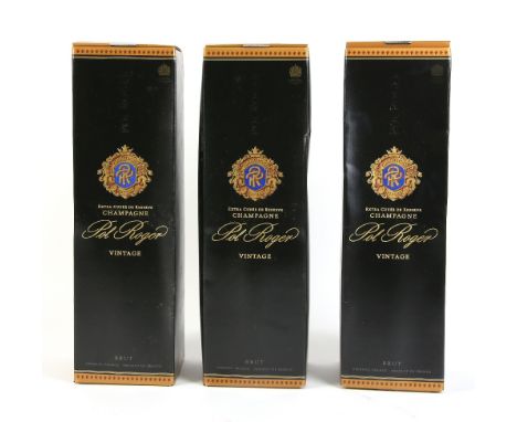 3 magnum bottles of Champagne Pol Roger, 2002 vintage, boxed (3)
