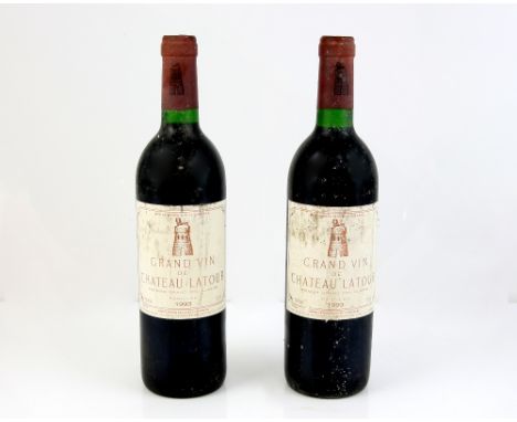 2 bottles of Chateau Latour, Grand Vin, pauillac red wine 1993 vintage