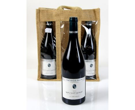 3 bottles of Patrice Rion Nuit-Saint-Georges red wine, 2012 vintage, in presentation bag (3)
