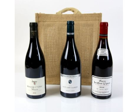 3 bottles of red wine to include 1 bottle of Devevey Beaune 1er Cru 2012 vintage, 1 bottle of Lois Dufouleur Beaune Les Cent-