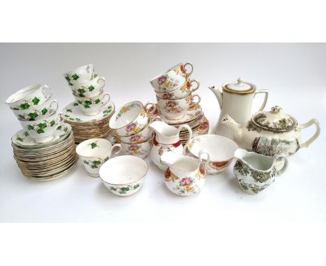 A mixed lot of ceramics to include Colclough Ivy part tea service, Tuscan 'Provence' part tea service, Royal Vitreous coffee 