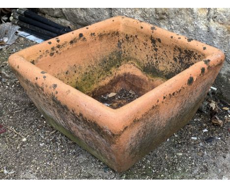 A square terracotta garden planter, 40x40x24cm 