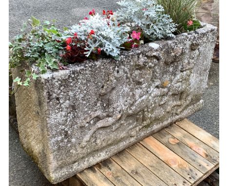 A large composite stone trough planter, 91x28x47cm 