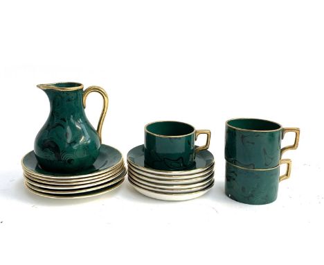 A Portmeirion malachite part tea service, 16 pieces, comprising teacups, saucers, milk jug 