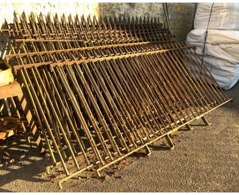 11 large iron railing sections, with supports, approx. 8.5 feet long (275cm) each