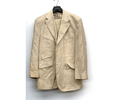 A Pakeman, Catto &amp; Carter single breasted two piece silk suit, the trousers with button flies, size 44L 
