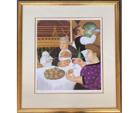 Beryl Cook (1926-2008) 'Dining In Paris', signed limited edition lithograph print 443/650, published 2001, 45.5x41cm 