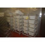 Plant Support, (3) 5-Tier Shelf/Carts w/ 45 White Tubs, RIGGING FEE: $75
