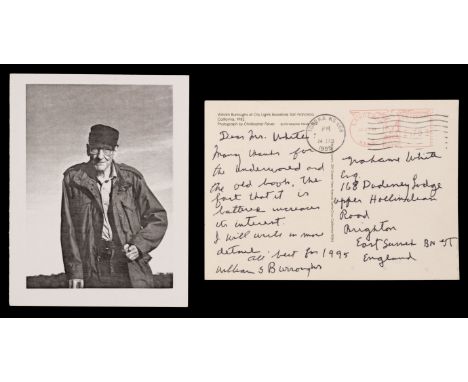 * Burroughs (William Seward, 1914-1997). American Writer and Visual Artist. Autograph Postcard signed, 'William S. Burroughs'