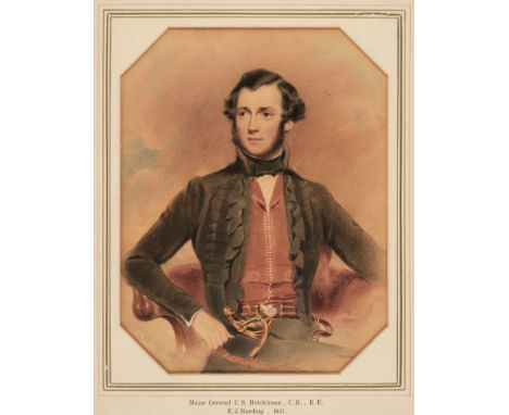 * Harding (E.J., 19th century). Major General C.S. Hutchinson, C..B., Royal Engineers 1851, watercolour on card, signed and d