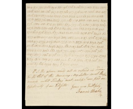 * [Cryptography]. Group of autograph letters from spymaster Francis Drake (1764-1821), British minister at Munich, to diploma