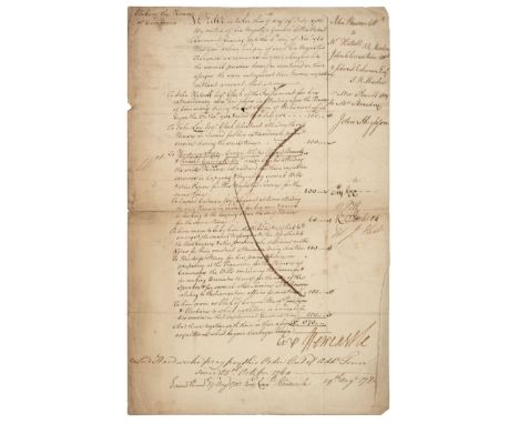 * Pitt (William, the younger, 1759-1806). Document signed, 17 July 1782, a manuscript document ordering 'that you deliver and