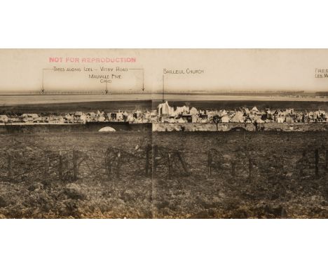 * WWI &amp; Battle of Arras. First Army panorama no. P.111, B.20.b.00.45, sheet 51B, including a field of view of 83° from ab