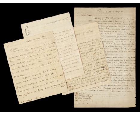 * Stuart (Charles, later Baron Stuart de Rothesay, 1779-1845). Four autograph letters signed to diplomatist Charles Stuart fr