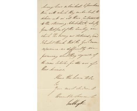 * Wellington (Arthur Wellesley, 1st Duke of, 1769-1852). Group of Peninsular War autograph letters signed to diplomatist Char