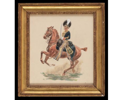 * English School. Royal Horse Artillery, circa 1920s, watercolour on paper, showing a Royal Artillery Officer circa 1805, ind