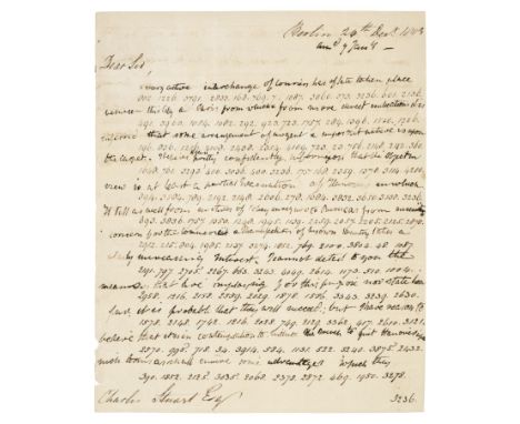 * [Cryptography]. Collection of autograph letters signed from Francis James Jackson (1770-1814), British minister to Berlin, 